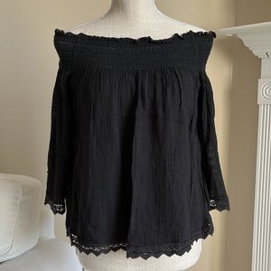 Zara Bohemian Off-the-Shoulder Black Top